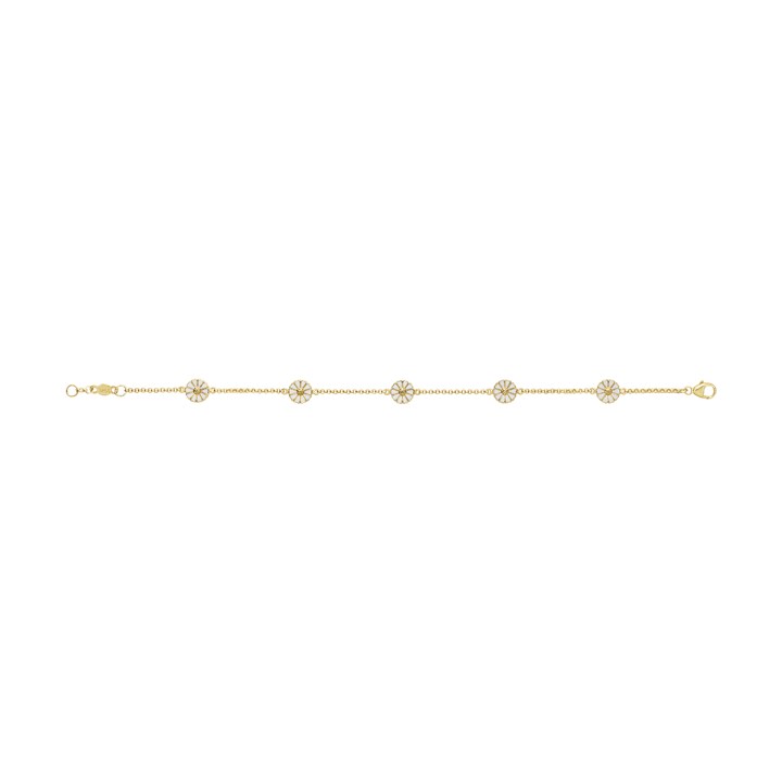DAISY Rannekorut Hopea Kultapinnoitettu WHITE ENAMEL 5X7 MM DAISY 18.5 cm ryhmässä Rannekorut / Hopeiset rannekorut @ SCANDINAVIAN JEWELRY DESIGN (10018927)