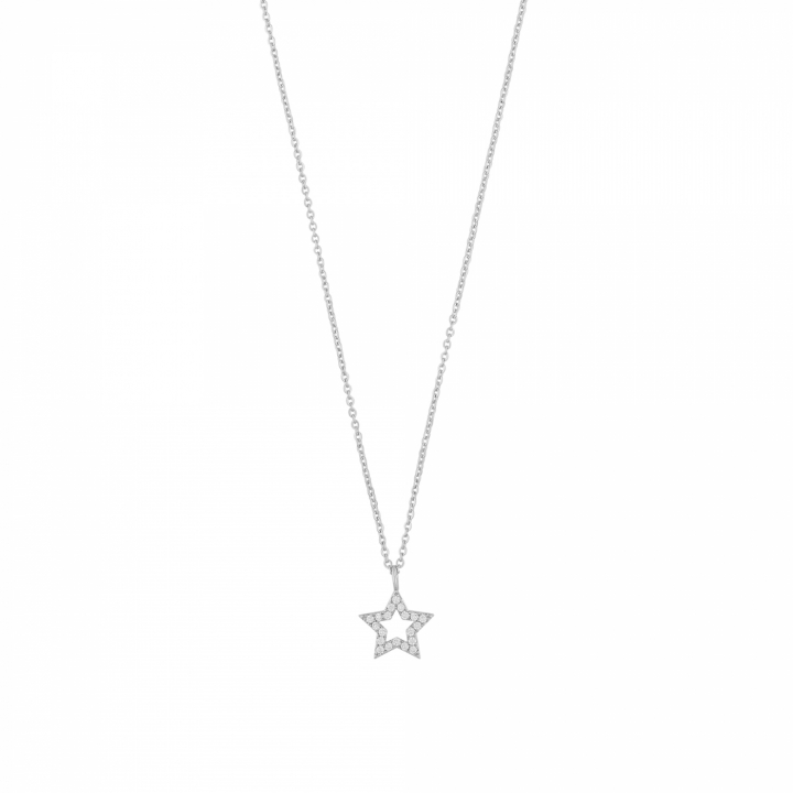 Wish pendant neck 42 Hopea/clear-42cm ryhmässä Kaulakorut / Hopeiset kaulakorut @ SCANDINAVIAN JEWELRY DESIGN (1282-0142-012-42)