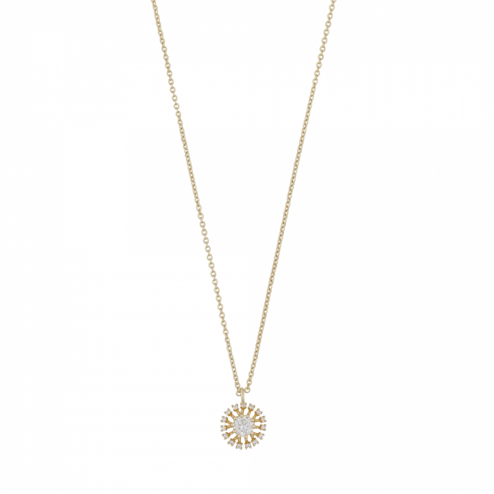 Wiz pendant neck 42 Gold/clear-42cm ryhmässä Kaulakorut / Kultaiset kaulakorut @ SCANDINAVIAN JEWELRY DESIGN (1284-0142-251-42)