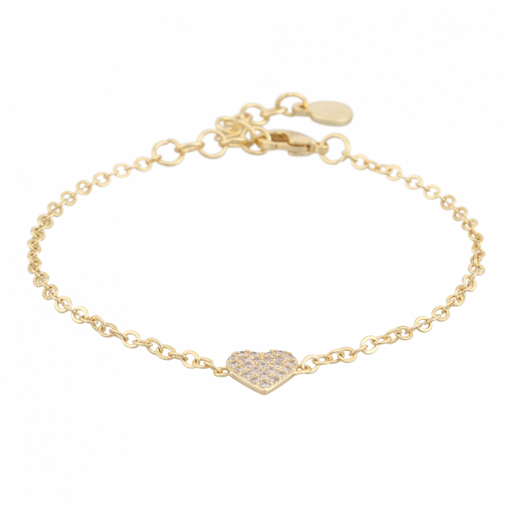 North heart chain brace Gold/clear-Onesize ryhmässä Rannekorut / Kultaiset rannekorut @ SCANDINAVIAN JEWELRY DESIGN (1289-3300-251-ONE)