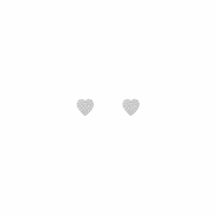 North mini heart ear Hopea/clear-Onesize ryhmässä Korvakorut / Hopeiset korvakorut @ SCANDINAVIAN JEWELRY DESIGN (1289-7500-012-ONE)