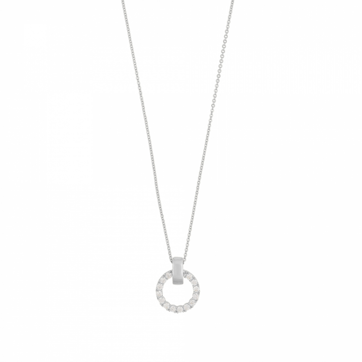 East round pendant neck 45 Hopea/clear-45 cm ryhmässä Kaulakorut / Hopeiset kaulakorut @ SCANDINAVIAN JEWELRY DESIGN (1290-0245-012-45)