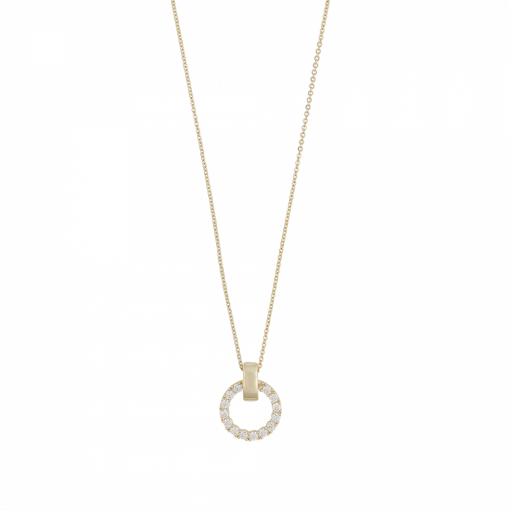 East round pendant neck 45 Gold/clear-45 cm ryhmässä Kaulakorut / Kultaiset kaulakorut @ SCANDINAVIAN JEWELRY DESIGN (1290-0245-251-45)