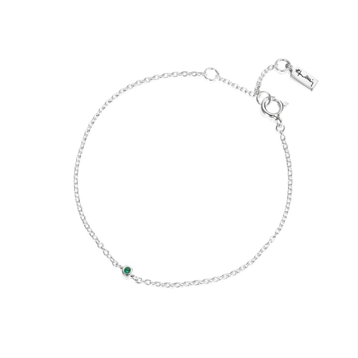 Micro Blink - Green Emerald Rannekorut Hopea 16-19 cm ryhmässä Rannekorut / Hopeiset rannekorut @ SCANDINAVIAN JEWELRY DESIGN (14-100-01893-1619)