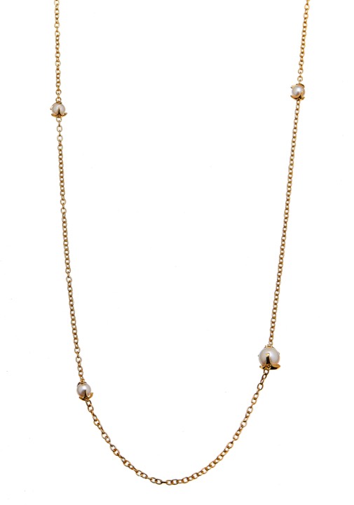 Pearl long chain Kaulakorut Kulta 90+5 cm ryhmässä Kaulakorut / Kultaiset kaulakorut @ SCANDINAVIAN JEWELRY DESIGN (1814222001)