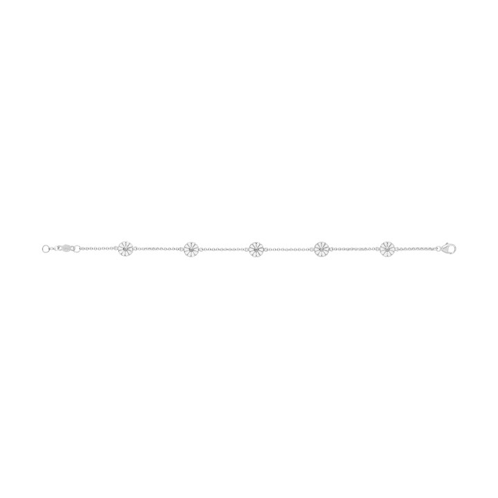 DAISY Rannekorut Hopea RH WHITE ENAMEL 5X7 MM DAISY 18.5 cm ryhmässä Rannekorut / Hopeiset rannekorut @ SCANDINAVIAN JEWELRY DESIGN (20000725)