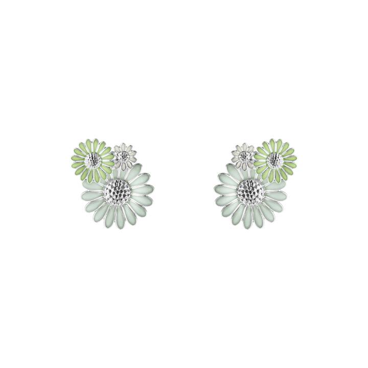 DAISY LARGE Studs/Korvakoru Hopea GREEN ENAMEL ryhmässä Korvakorut @ SCANDINAVIAN JEWELRY DESIGN (20001311)