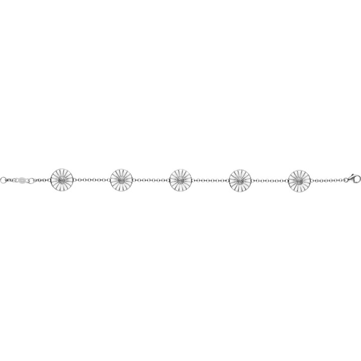 DAISY Rannekorut Hopea RH WHITE ENAMEL 5X11 MM DAISY 18.5 cm ryhmässä Rannekorut / Hopeiset rannekorut @ SCANDINAVIAN JEWELRY DESIGN (3530911)