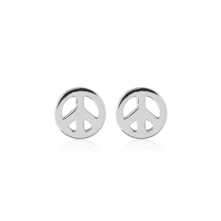 Peace Symbol Studs Korvakoru (Hopea) ryhmässä Korvakorut / Hopeiset korvakorut @ SCANDINAVIAN JEWELRY DESIGN (E2083RHS0-OS)
