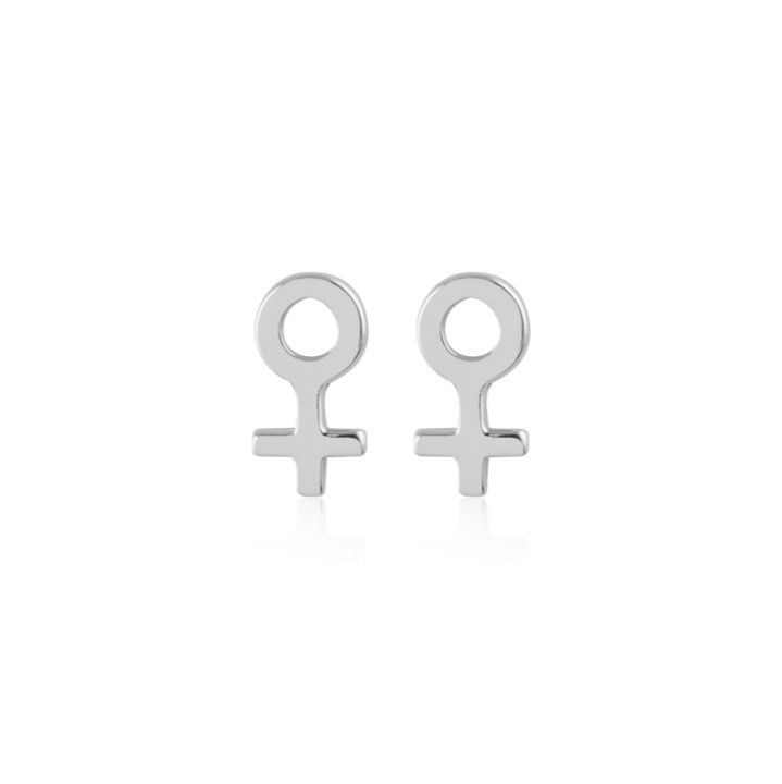 Woman Symbol Studs Korvakoru (Hopea) ryhmässä Korvakorut / Hopeiset korvakorut @ SCANDINAVIAN JEWELRY DESIGN (E2084RHS0-OS)