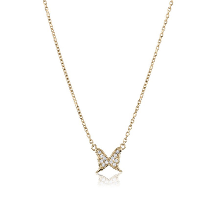Petite papillion sparkling Necklace Gold ryhmässä Kaulakorut / Kultaiset kaulakorut @ SCANDINAVIAN JEWELRY DESIGN (gp124)