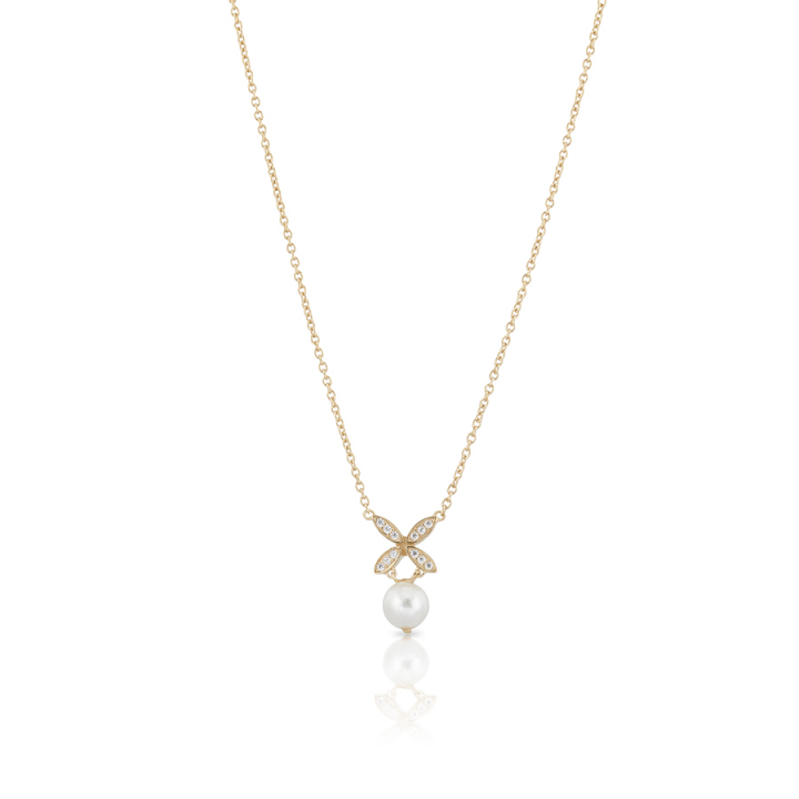 Ellipse mini pearl Necklace Gold ryhmässä Kaulakorut / Kultaiset kaulakorut @ SCANDINAVIAN JEWELRY DESIGN (gp62)