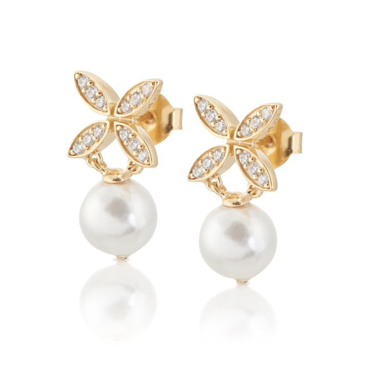 Ellipse mini pearl Earrings Gold ryhmässä Korvakorut / Kultaiset korvakorut @ SCANDINAVIAN JEWELRY DESIGN (gp63)